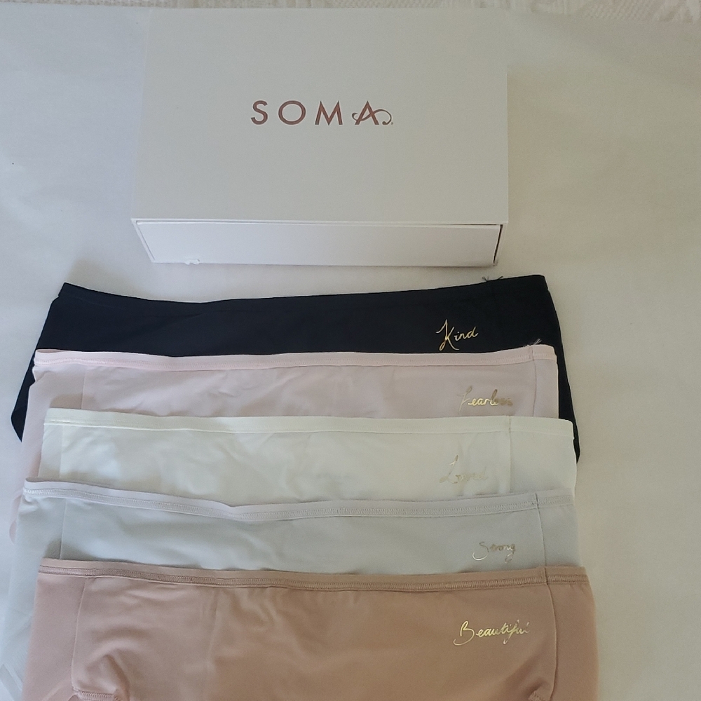 Soma Women's Panties Set - Vanishing Edge Hipster, Black, Pink, White, Cream